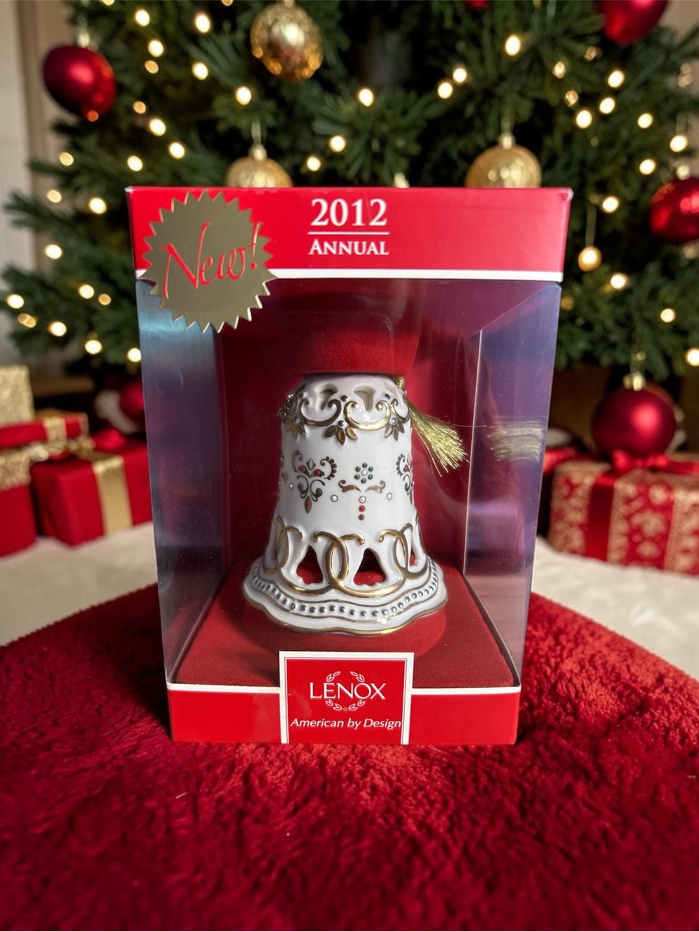 Rare Lenox 2012 Annual China Jewels Bell ornament Beautiful in box